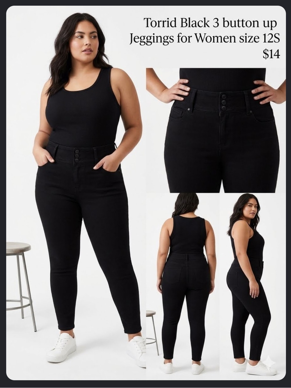 Torrid Black 3 button up Jeggings  for Women size 12S